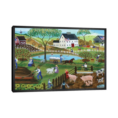Old Tyme Americana Country Farmyard by Cheryl Bartley - Painting on Canvas