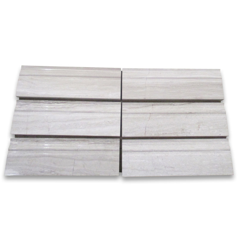 Plinthe couronnée Athènes marbre argenté crème 4X12 poli