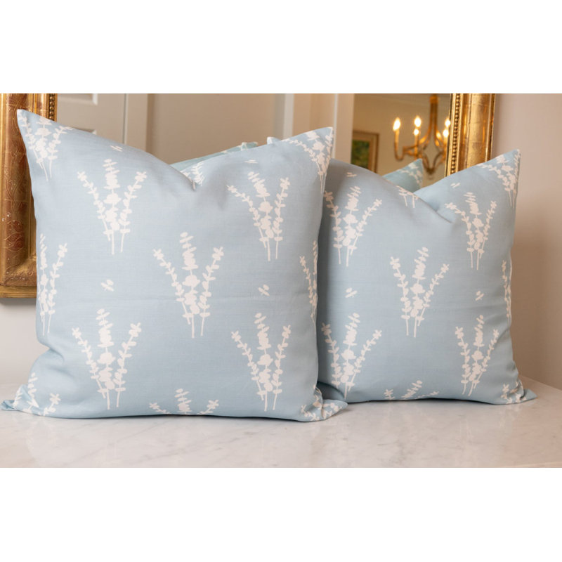 Eucalyptus Square Pillow Cover & Insert, Blue/White Floral, 22"H x 22"W