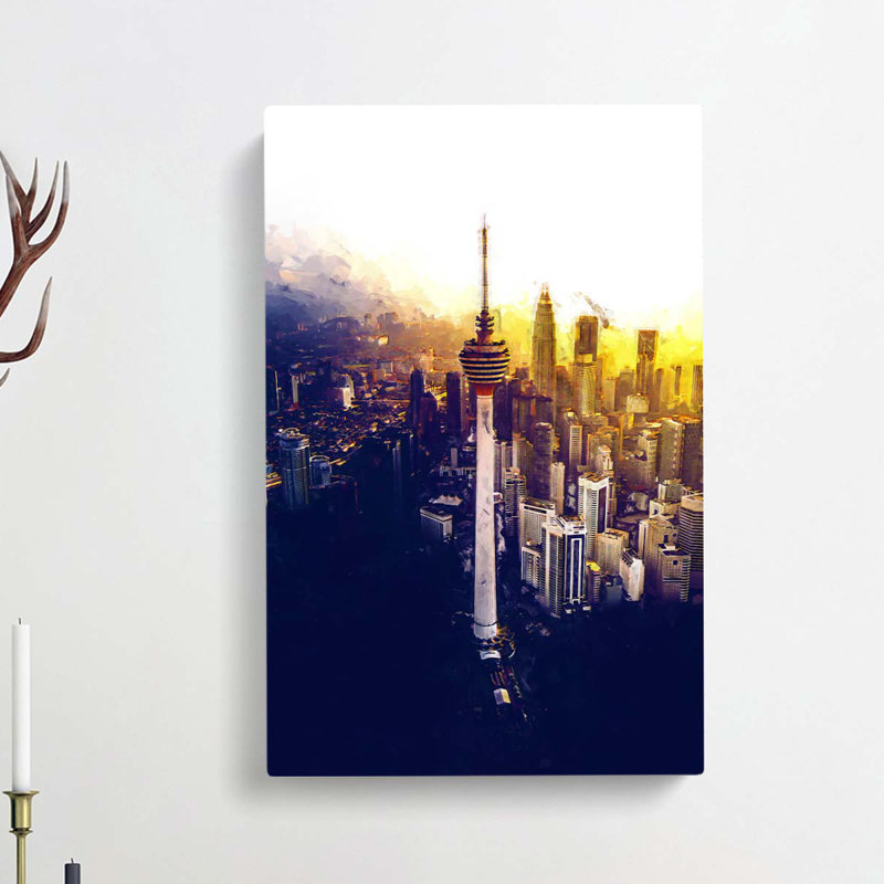 Menara Tower in Kuala Lumpur in Abstract - Wrapped Canvas, 76cm H x 50cm W x 3cm D