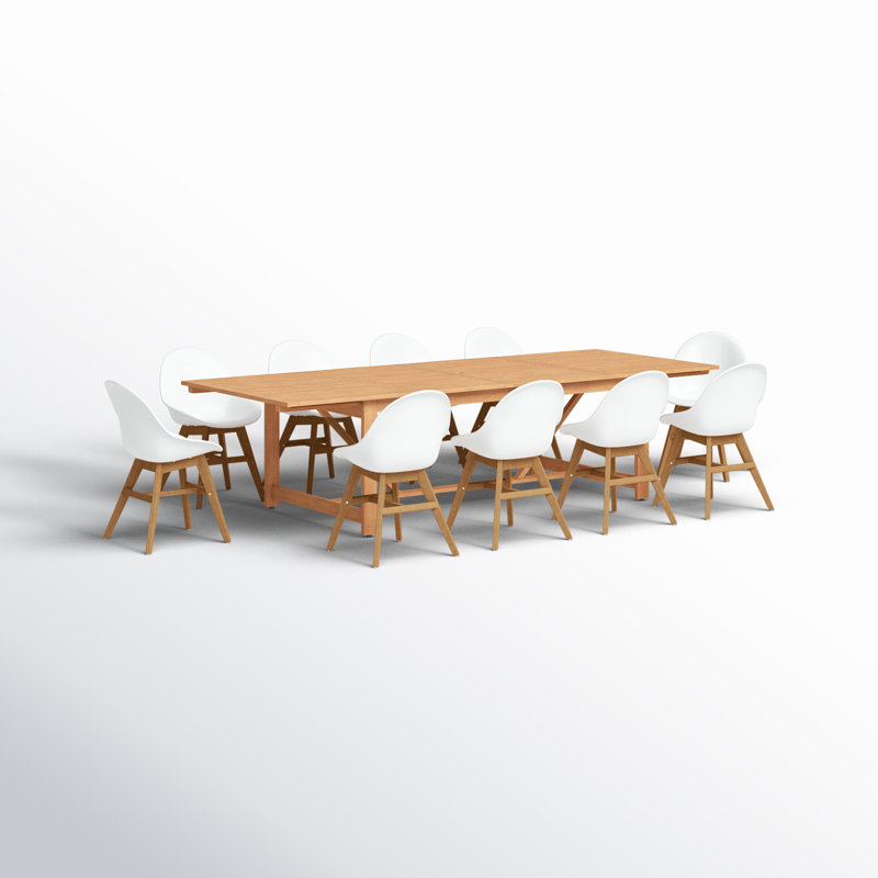 Ensemble de salle à manger rectangulaire pour 10 personnes 79 po Anautica, Finition teck