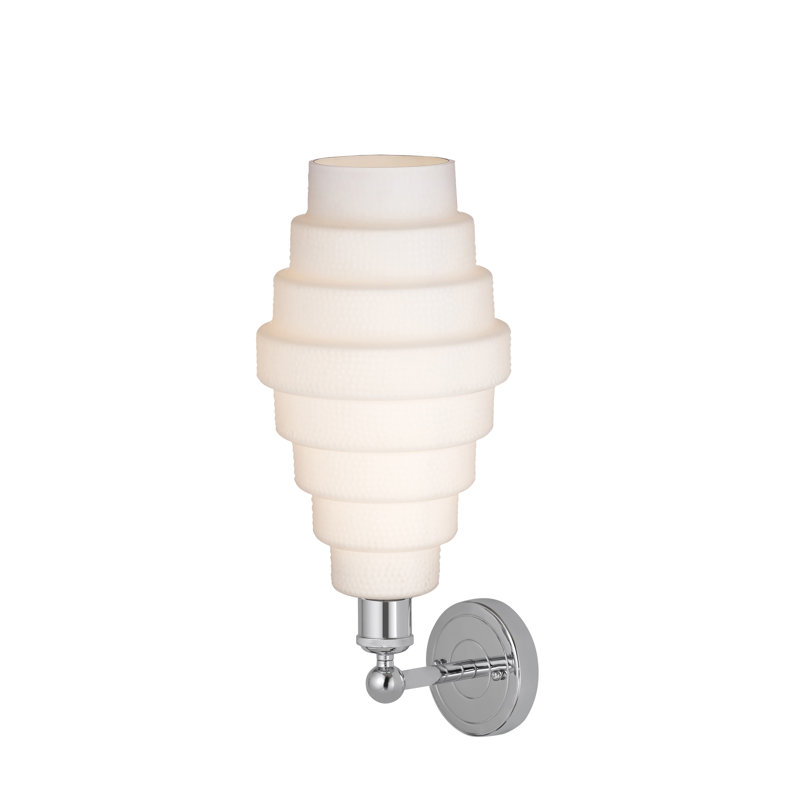 Applique murale en acier Bedrie, Chrome poli, Blanc