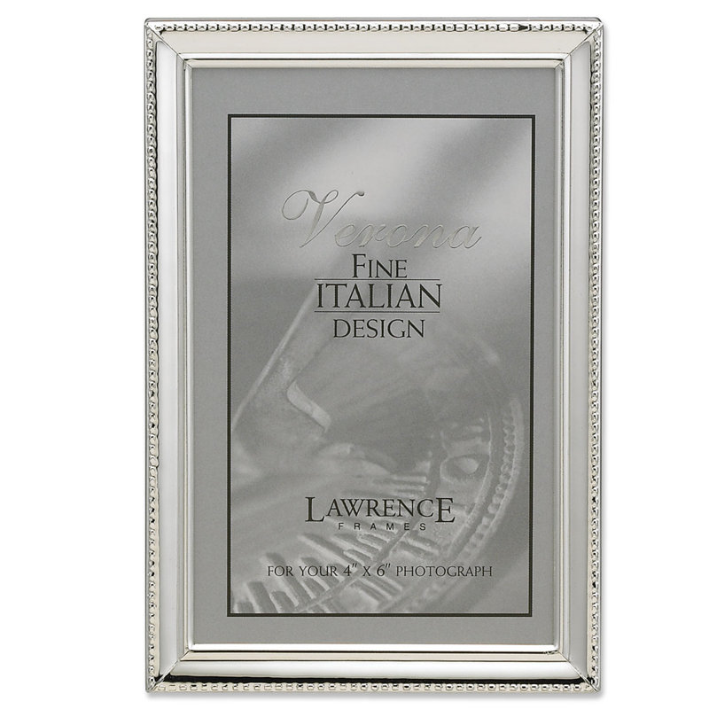 Cadre photo Saancerton, 4 po x 6 po, Plaqué d'argent poli avec bordure de perles