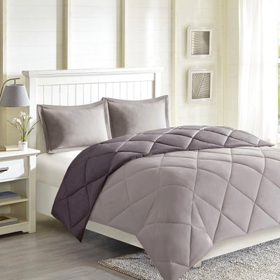 Édredon réversible 100% microfibre 3M avec couvre-oreillers à bride