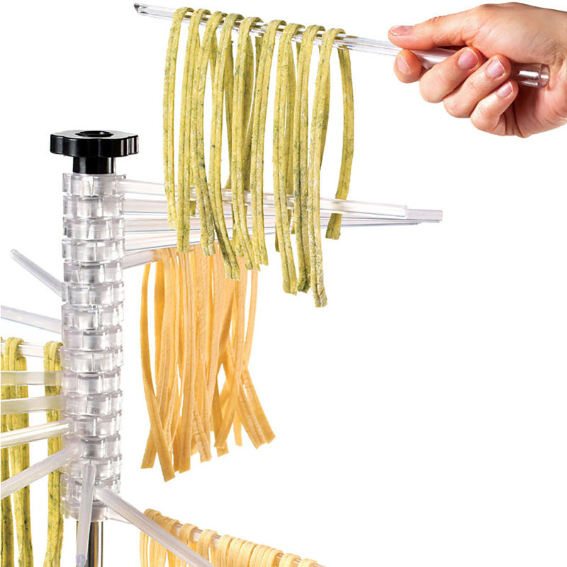 Clear 16-Arm Pasta Drying Rack with Metal Stand