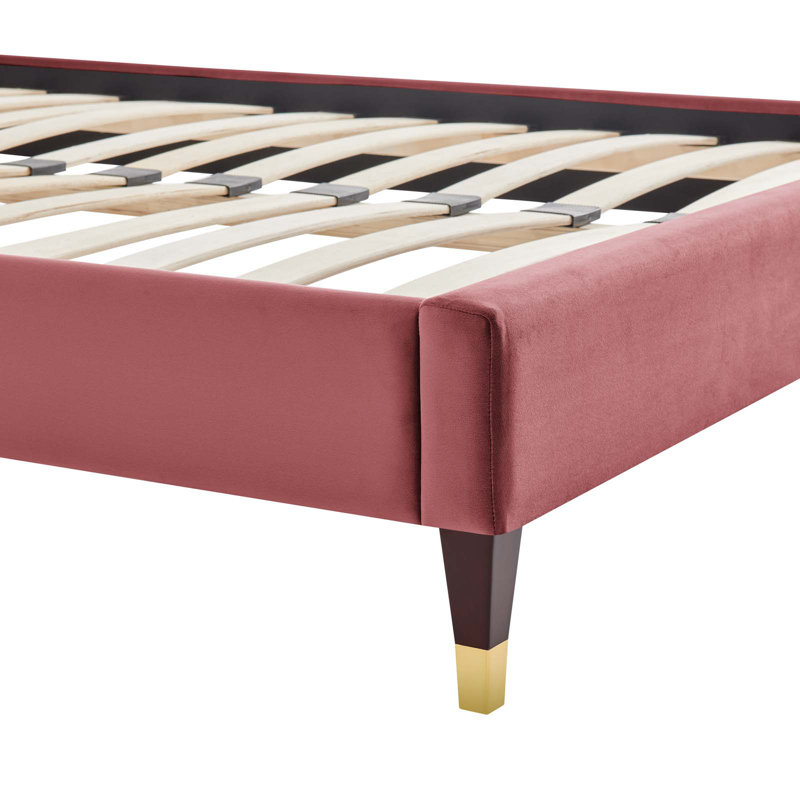 Harlow Performance Velvet Platform Bed Frame, Dusty Rose, King