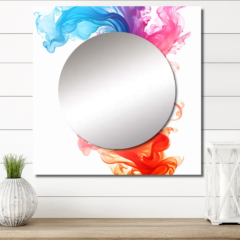Art abstrait miroir encre liquide bleu et orange II, 23 po x 23 po