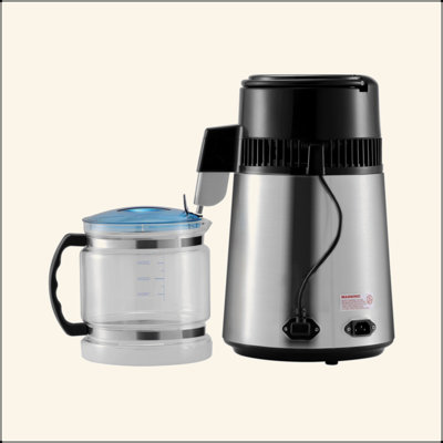 VEVOR Water Distiller, 4L 1.05 Gallon Pure Water Purifier Filter For Home Countertop, 750W Distilled Water Maker, Stainless Steel Interior Distiller Water Making Machine To Make Clean Water, Silvery