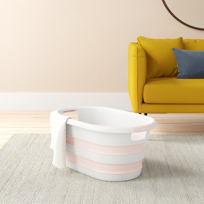 Panier à linge pliable durable, rose, 21,2 po x 15,2 po x 9,3 po | 100% plastique, conception peu encombrante | Facile à ranger grâce à sa hauteur pliée de 2,8 pouces | Parfait pour l'organisation de la maison et les besoins de lessive