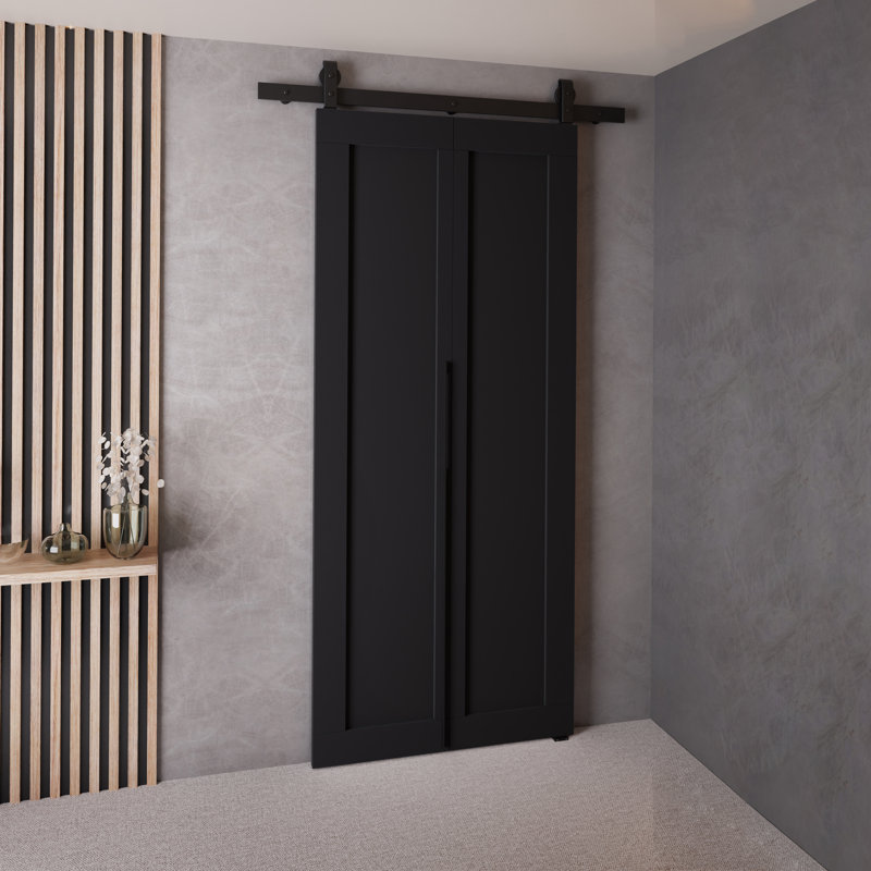 Folding Interior Door, 70 cm, Black, M-1 Plain