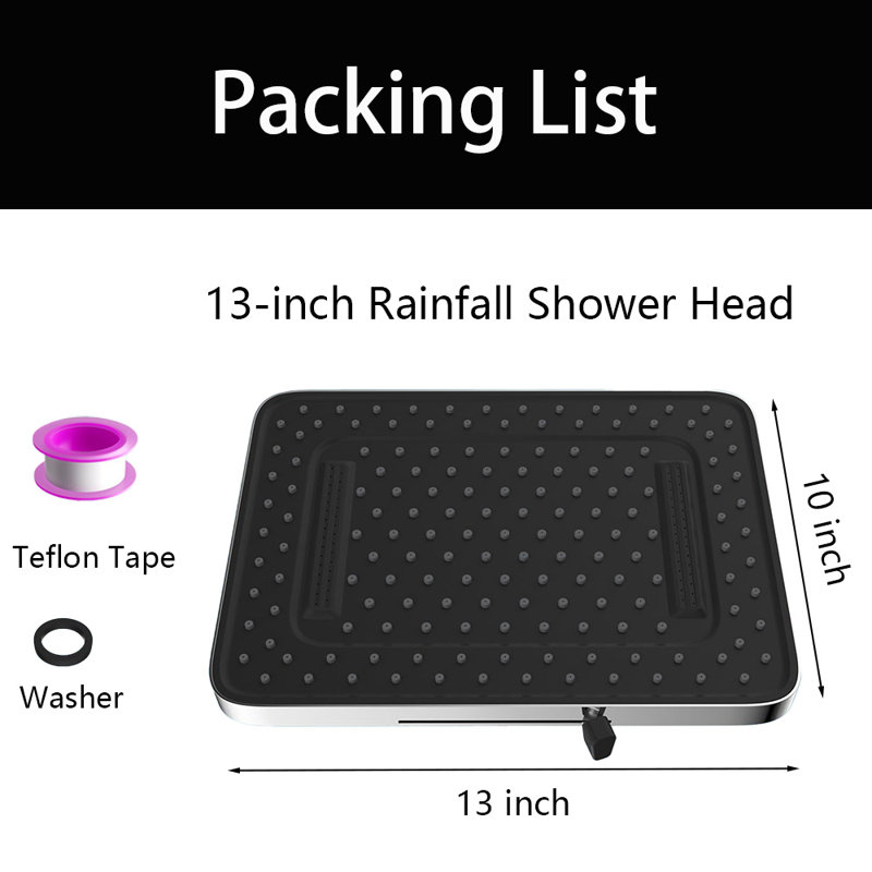 13'' High Pressure Rain Shower Head, 5 Spray Modes Shower Head With Adjustable Swivel Ball Joint, Chrome