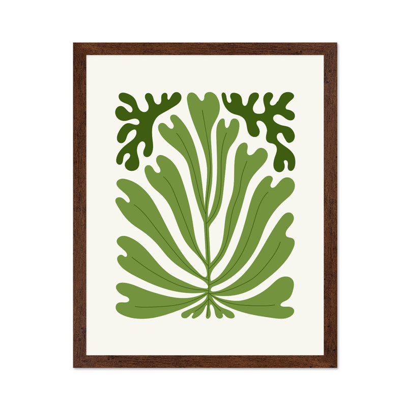Feuilles de palmier tropicales No4, Poster, 11"H x 14"W, Brown Framed