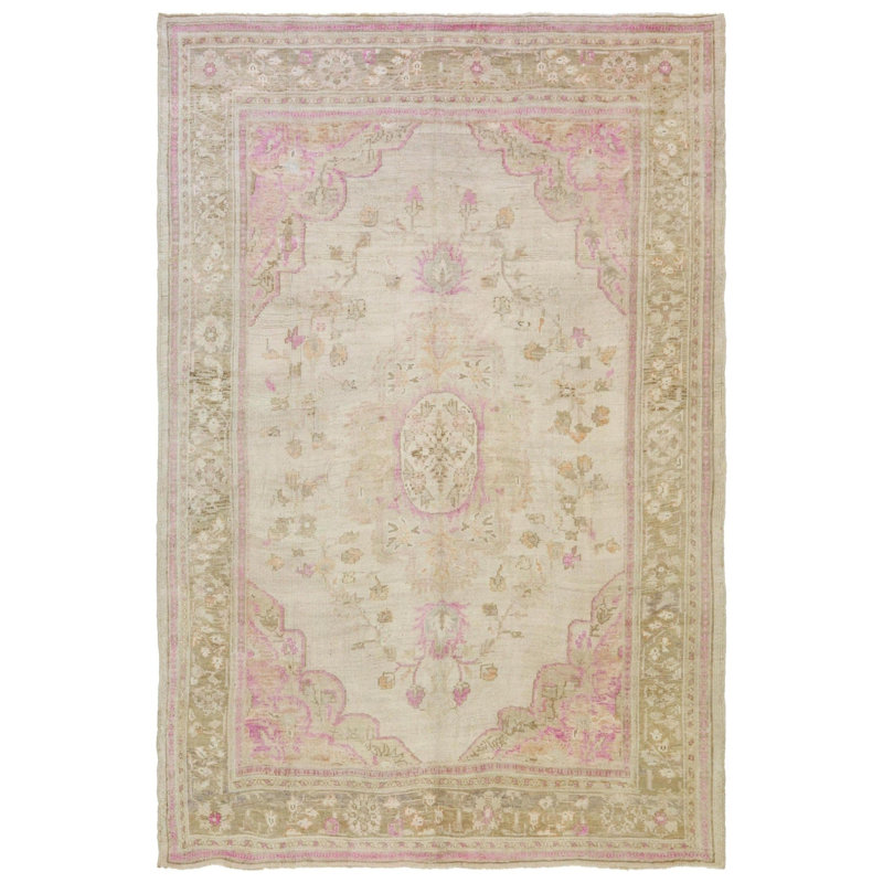 Tapis rétro vintage en laine de style turc rétro unique de 7 pi 8 po x 11 pi 3 po Turkish Village Rugs