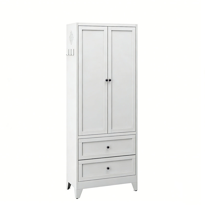 Armoire de cuisine de 72 po de hauteur en métal - Tablettes réglables - Acier blanc robuste - Pour cuisine / garde-manger / salle de bain