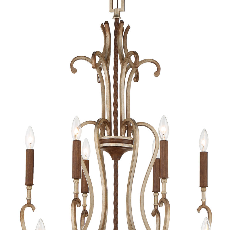 Raven Bronze and Gold 10-Light Dimmable Chandelier with Clear Glass Shades