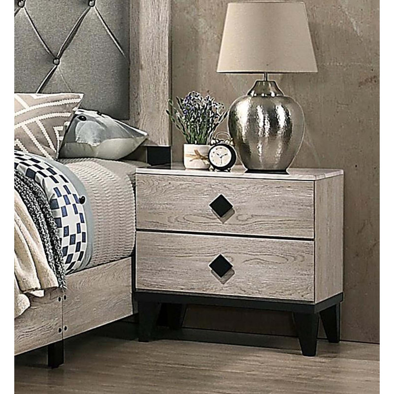 Contreplaqué de la table de chevet avec tiroirs de la chambre à coucher, Crème, crème