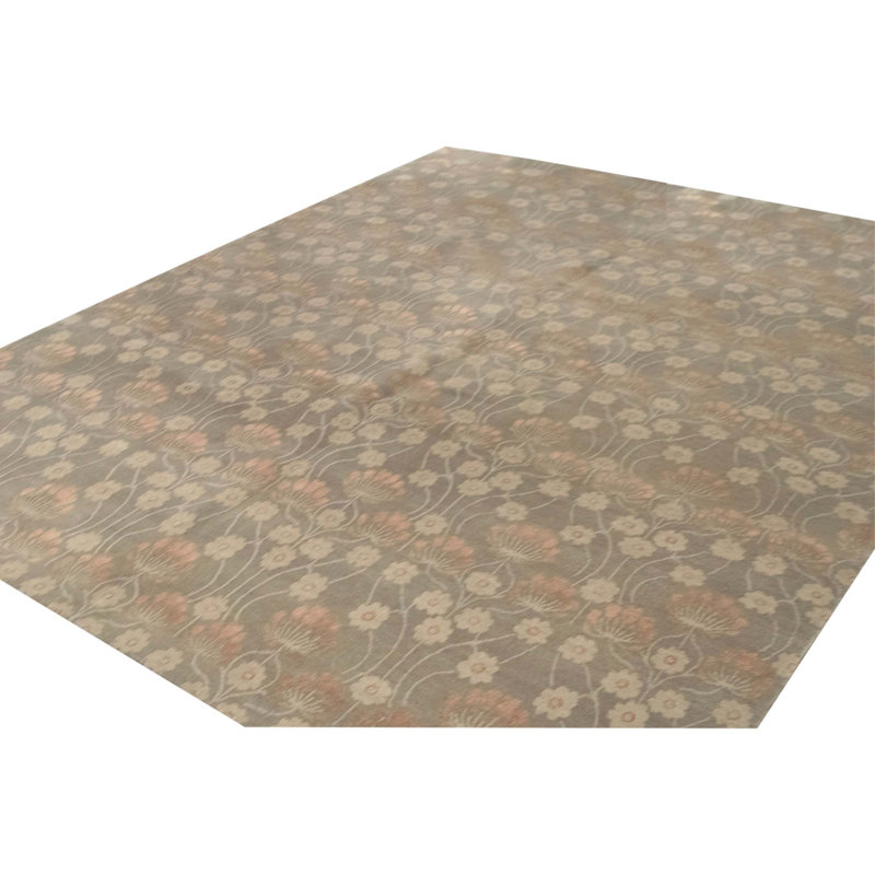 Hand Knotted Silk Area Rug in Pewter