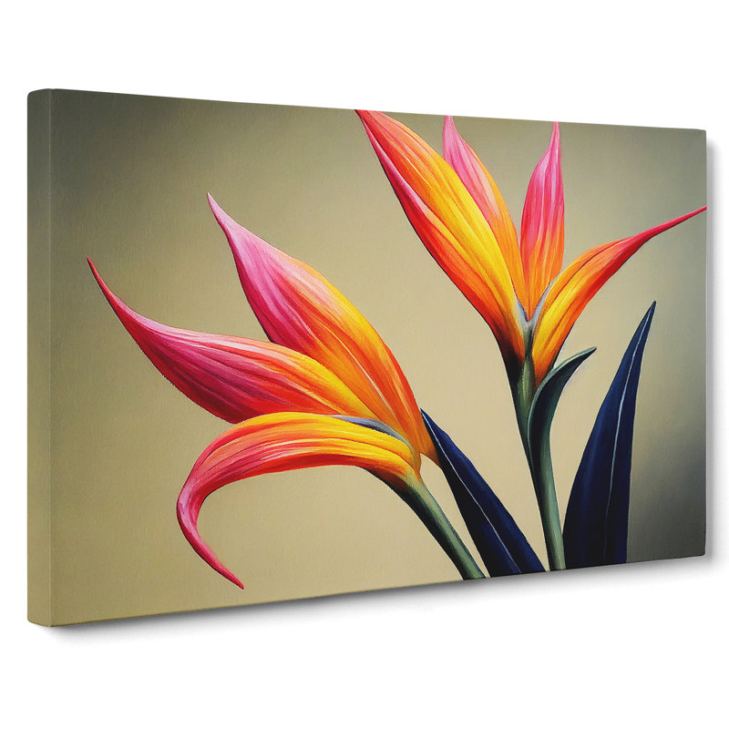 Unusual Bird Of Paradise Flower - Wrapped Canvas Painting, 35cm H x 50cm W x 3cm D