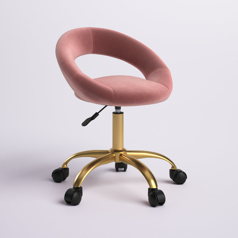 Chaise de bureau ergonomique en velours, Rose