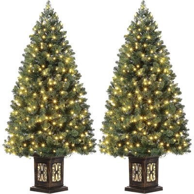 2 arbres de Noël artificiels en fibre optique 4,5 pi avec 300 lumières DEL