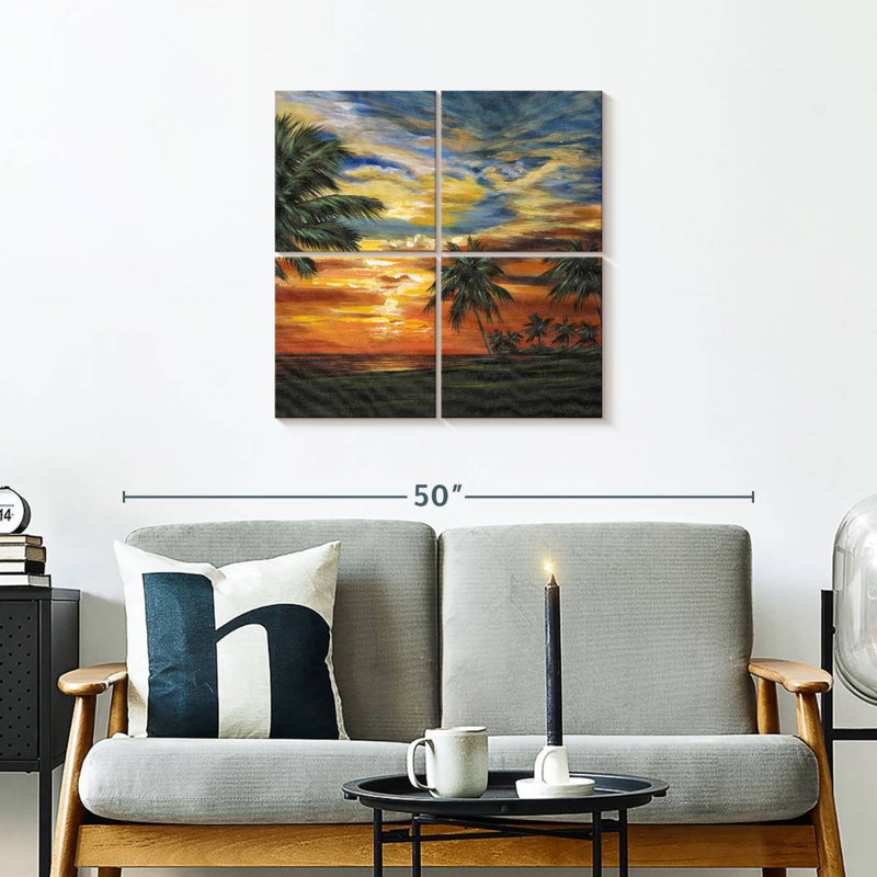 Gillard, superbe coucher de soleil tropical II, H 26 po x l 26 po