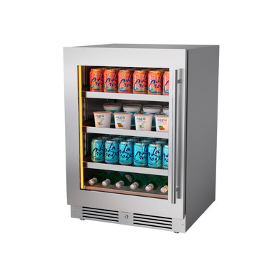 24 Inch Wide 154 Can Capacity Beverage Cooler with Alternating (Blue, White, Amber) LED lighting, Door Alarm, Touch Control Panel and Lockable
