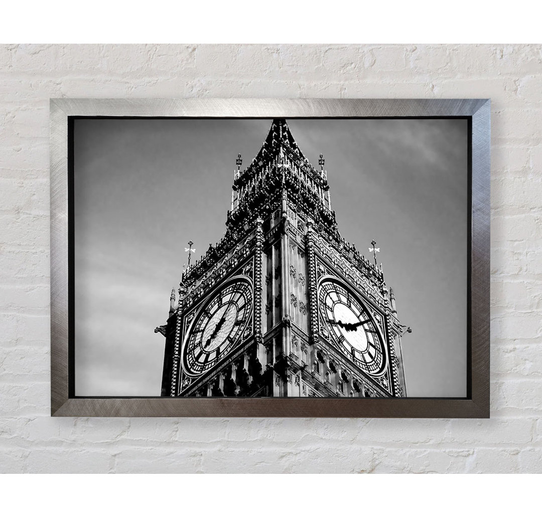 London Big Ben Nahaufnahme B N W - Druck