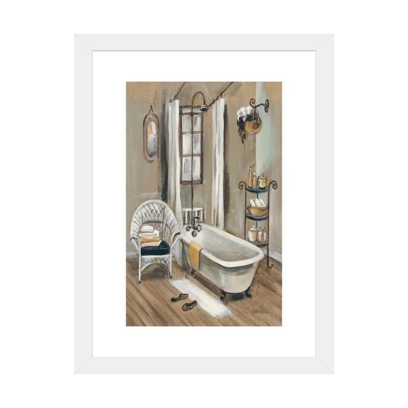 «French Bath II» par Silvia Vassileva - reproduction d'art, H 24 po x l 16 po x P 1 po, Encadré par un papier blanc