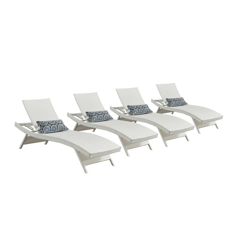 Chaise longue d'extérieur pliable inclinable Salcombe (ensemble de 4), Blanc