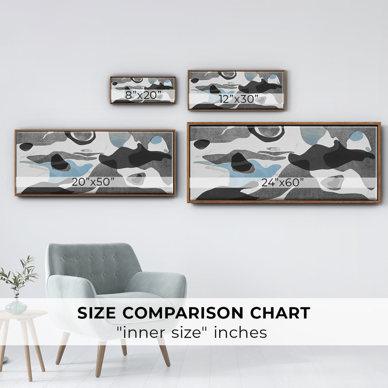 Rivers & Stones III- Framed Canvas, 8" H x 20" W