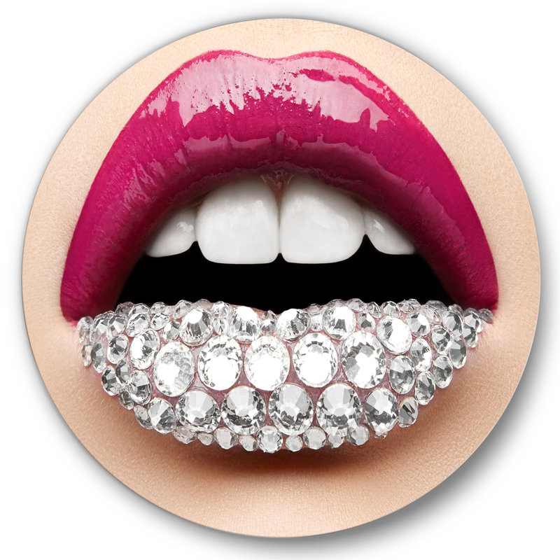 «Woman Lips with Pink Rouge à lèvres», art mural moderne, H 29 po x l 29 po x P 1 po