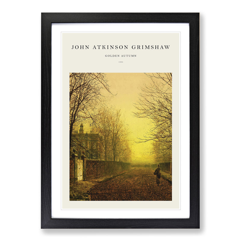 Golden Autumn by John Atkinson Grimshaw - Single Picture Frame Print, 36cm H x 27cm W x 2cm D, Black Framed