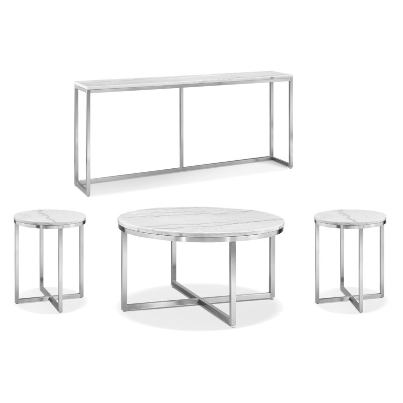 Parkdale Round Cocktail Table With 2 Round End Table And Sofa Table