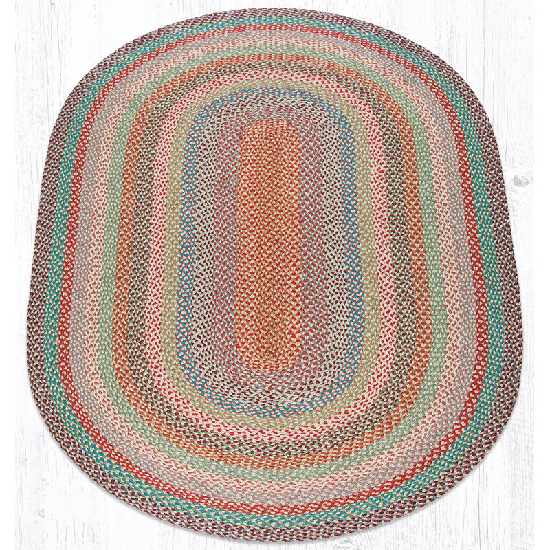 Earth Rugs Oval Accent Rug Multi Color Handwoven Braided Jute Rustic Farmhouse Style, Oval 5' x 8'