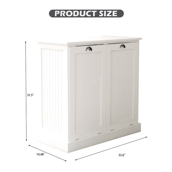 HOMCOM Tilt-Out Laundry Storage Cabinet, Bathroom Storage Organizer With  Two-Compartment Tilt Out Hamper, White