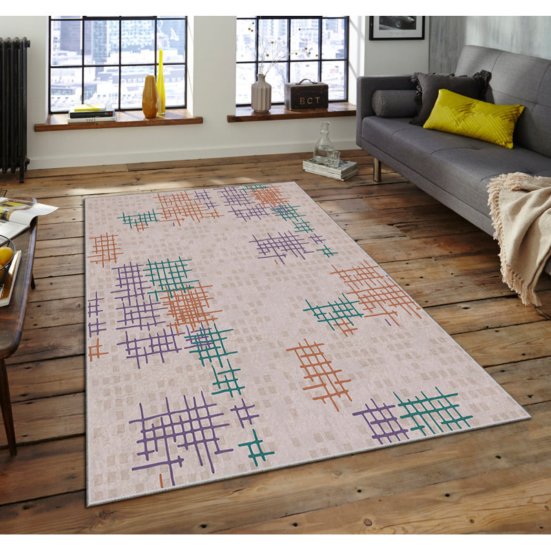 Luxurious Area Rug, 100% Polyester, 5.9 x 9.2 Feet | 740 g/m² Weight, Non-Slip Felt Dot Underside, Easy Clean Velvet Fabric, 0.08 in Pile Height | Machine Washable, Perfect for Living Room & Bedroom Décor