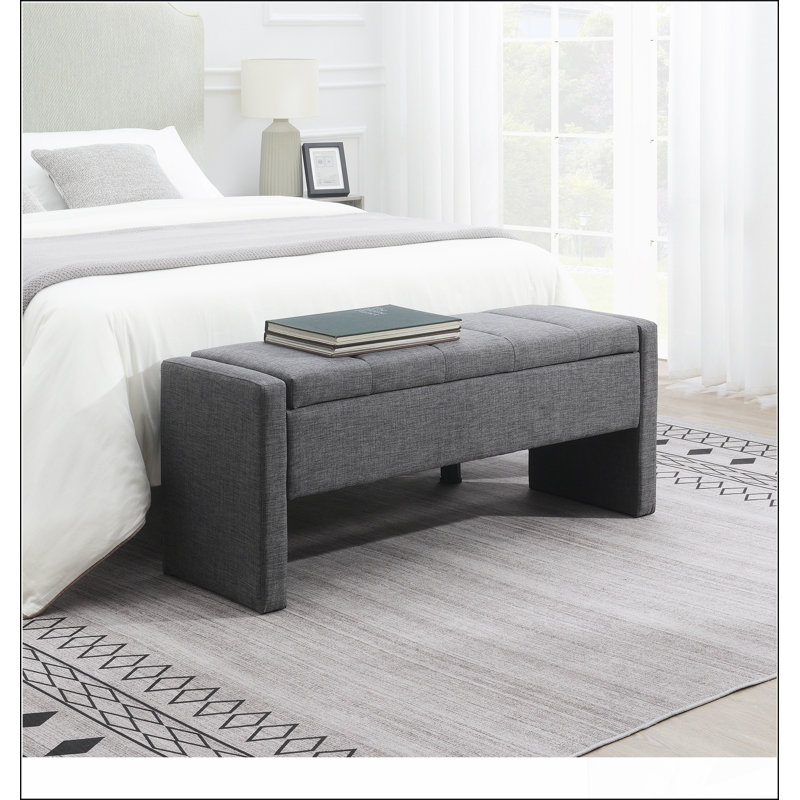 Modern Bed End Bench with Storage,Upholstered Large Foot Rest Stool, Comfy Window Vanity Bench for Living Room,Bedroom,Dorm,Coffee Table,Linen Light
