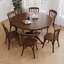 Table de salle à manger en bois massif brun noisette-1817584806