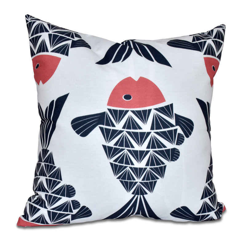 Beach Vacation Reversible Throw Pillow, Navy Blue, 18" H x 18" W
