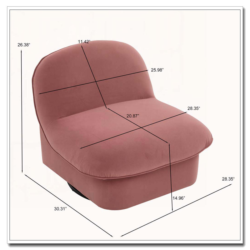 Fauteuil d'appoint pivotant en velours, Corail