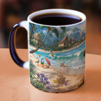Thomas Kinkade Disney Mickey and Minnie in Hawaii Morphing Mugs Heat-Changing Drinkware - 11oz