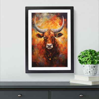 Taurus Zodiac Action Painting - Single Picture Frame Print on Wood