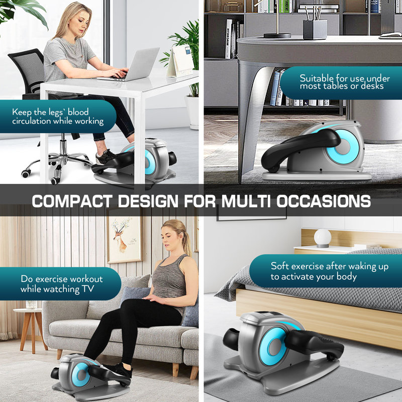 Electric Under Desk Elliptical Machine,Ellipse Leg Exerciser,Seated Pedal Exerciser, Grey