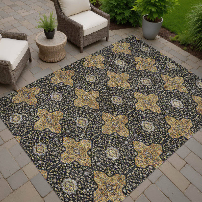 Machine Washable Indoor/Outdoor Lanphear ACN2410 Global Rug, Rectangle 8' x 10'