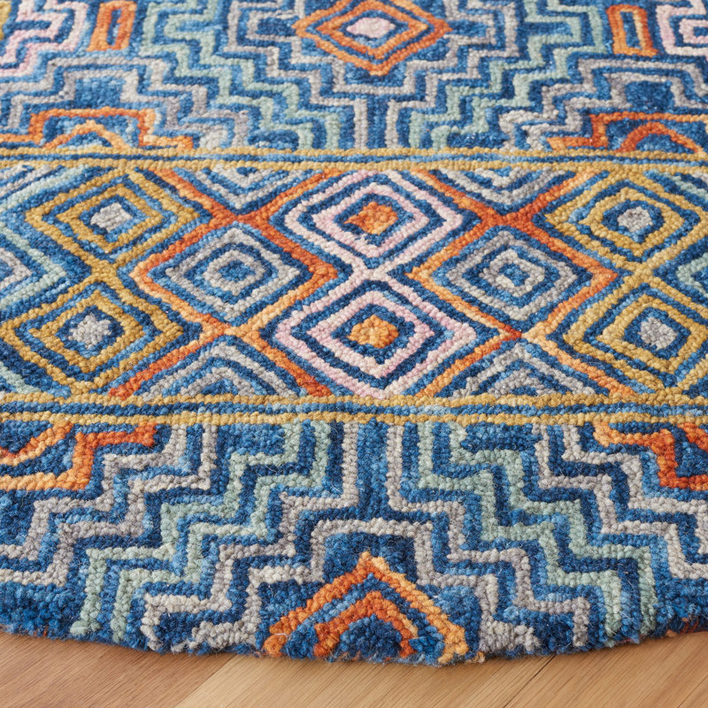 Deyoung Hand Tufted Cotton Geometric Rug, Round 6'