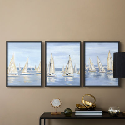 Sea and Shore  Series  I  -Set Of 3 Framed Giclee Prints -Ready to Hang