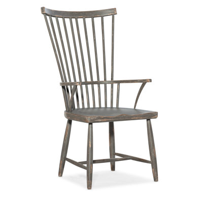 Marzano Solid Wood Windsor Back Arm Chair in Gray -  Hooker Furniture, 6025-75302-95