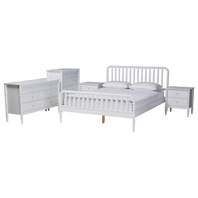 Ensemble de chambre à coucher 5 pièces Baxton Studio Lucera, Grand, Blanc