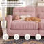 Canapé modulaire 3 places en chenille souple à volants, style transitionnel, dossier capitonné, accoudoirs arrondis et coussins lombaires, rose-57480915