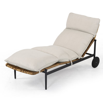 Burditt 1-Piece Aluminum Rattan Patio Chaise Lounges With Light Gray Cushions by Latitude Run